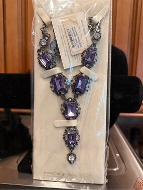 Amrita Singh Amethyst Gunmetal Crystal Bib Necklace
